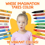 ZENO 18-Color Jumbo Crayons – Non-Toxic and Washable for Toddlers (1-3) & Kids (4-8) – Easy-to-Hold Large Crayons, Perfect for Travel, Art, and Early Childhood Activities