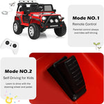 Costzon 2-Seater Ride on Truck, 12V Battery Powered Electric Vehicle w/Remote Control, 2 Speeds, Spring Suspension, LED Light, Horn, Music/ MP3, 2 Doors Open, Ride on Car for Kids (Red)