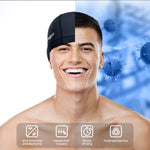COOLMATE Fabric Swim Cap for Adult, Kid, Silicone Waterproof Layer, Cloth Swim Cap for Boy, Girl, Lightweight and Comfortable, Perfect for Pool, Beach, Lap Swimming (Legend Ink, M)