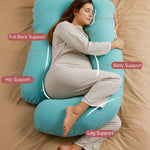 Momcozy U Shaped Pregnancy Pillows with Cotton Removable Cover, 57 Inch Full Body Pillow Maternity Support, Must Have for Pregnant Women, Tiffany Blue
