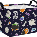 Large Halloween Themed Candy Gift Basket for KidsTrick or Treat Storage Bin Girls Boys Room Décor (Bohemian Bowknot Pumpkin Ghost)