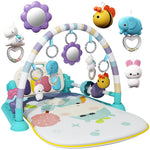 Jovow Baby Gym with Kick and Play Piano,Baby Play Mat Tummy Time Baby Activity Gym Mat with 5 Infant Learning Sensory for Baby, Music and Lights Boy or Girl for Newborn (Green)