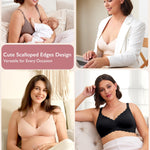 Momcozy Nursing Bras for Breastfeeding, Seamless Pregnancy Maternity Bra Wireless Classic Jelly Strip Support Nursing Bra Dark Brown
