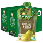 Happy Baby organic baby food pouch with packaging on a white background