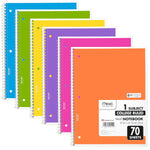 Mead Spiral Notebook, 6 Pack, 1 Subject, College Ruled Paper, 7-1/2" x 10-1/2", 70 Sheets per Notebook, Assorted Bright Colors (830050-ECM)