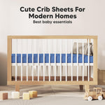 KeaBabies 2-Pack Organic Crib Sheets for Boys, Girls - 52x28 Fitted Crib Mattress Sheet Neutral, Breathable Jersey Cotton Cover for Baby Bed, Toddler Mattress, Soft & Cute Prints (Cornflower)