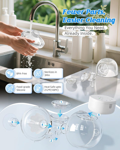 Electric Breast Pump with Models MY-376, Wearable Breast Pump Hands Free for Travel & Home, 4 Modes 9 Levels, 135° Flange, Quiet 40dB, BPA-Free, Easy to Clean & Gift for New Moms, Black