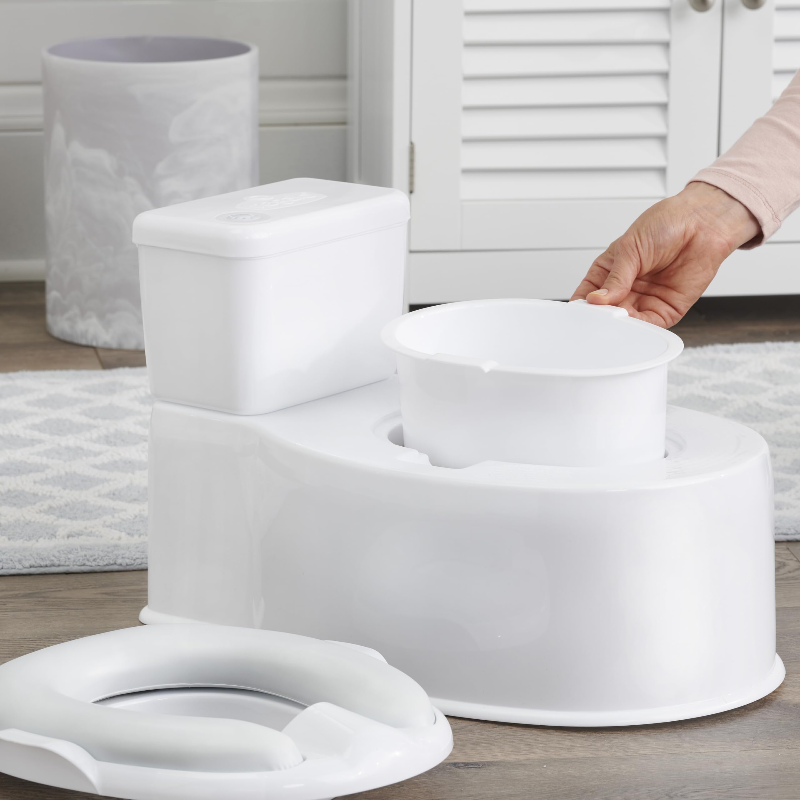 Regalo 2-in-1 Potty Training and Transition Potty with Flushing Sound, Removable Seat, Bonus Kit, Oversized Foam Soft Seat, and Wipe Storage, White