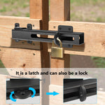 VANROUG Flip Gate Latch Lock with Padlock Hole, Safety Door Bolt Latch Lock, Barn Door Lock Adjustable Door Latch for Swing Door, Outdoor Wooden Fence, Shed, Garage, Yard, Matte Black