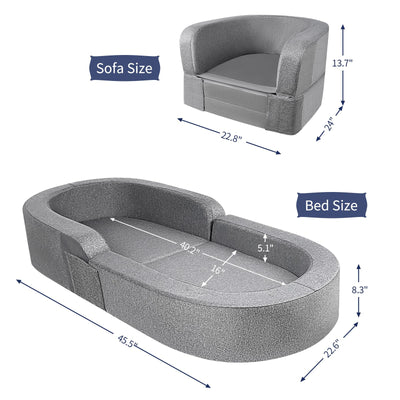 RONBEI Toddler Travel Bed, 2-in-1 Kids Travel Beds Sofa Chair, Foldable Portable Toddler Bed