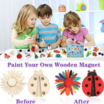 Worgree DIY Wooden Magnets, 36 pcs Wooden Art Craft Supplies Painting Kit for Kids Party Favors for Boys Girls Ages 4-8 8-12 Birthday Easter Crafts Gifts Toys Basket Goodie Bag Stuffers