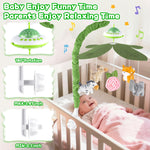 Playix Baby Crib Mobile with Music and Lights, Nursery Baby Mobile for Crib Bassinet with Remote Control, Rotation, Starlight Projection, Crib Toys for Babies Boys Girls Green