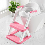 Rabb 1st Potty Training Toilet Seat with Steps, 2-in-1 Toddler Toilet Seat for Boys Girls with Splash Guard Soft Anti-Slip Pad,Bright Pink
