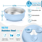 HaWare Baby Bowls with Suction, Stainless Steel Toddler Bowl with Removable Silicone Sleeve, Non-Slip Child Food Bowl with Silicone Suction, Unbreakable Kids Bowls for Feeding, Blue+Green+Pink, 3 Pack
