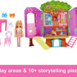 Chelsea Barbie Doll And Treehouse Playset With Pet Puppy