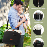LOVEVOOK Diaper Bag, Large Baby Tote with Changing Pad and First Aid Bag, Black/Beige/Brown