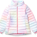 Amazon Essentials Toddler Girls' Lightweight Water-Resistant Packable Mock Puffer Jacket, Pink Ombre, 2T