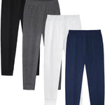 VOGRYE Baby and Toddler Boys Cotton Pants, 4 Pack 2T-6Y Joggers Sweatpants for Boys (Dark Gray/White/Black/Navy,4 Years)
