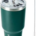 BJPKPK 30oz Stainless Steel Tumbler Color Block Insulated Tumblers Cup with Lid and Straw, Double Walled Travel Coffee Mug,Mint