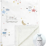 CREVENT Cozy Soft and Warm Mink Baby Blanket with Sherpa Backing, Gift Packing with Ribbon for Newborn Infant Toddler's Crib Cot Stroller (30"X40" Little Dream)