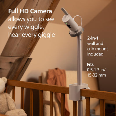 Philips Avent Premium Connected Baby Monitor, Smart Baby Monitor with App, 1080p Camera, SenseIQ Sleep & Breathing Motion Tracking, Cry Detection & Translation, Two-Way Audio, Night Vision, SCD973/37