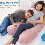 QUEEN ROSE Pregnancy Pillow, U Shaped Full Body Pillows for Sleeping Support, 55 Inch Maternity Pillow for Pregnant Women, Pink