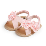 Kutterild Baby Girl Sandals Flower Bowknot Soft Sole Anti Slip Rubber Wedding Dress Flats Toddler First Walking Shoes (Pink Flower, 0_months-6_months)