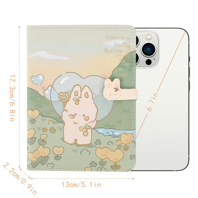 Zeph Hosea Cute Cartoon Notebook Kawaii Journal Notebook Japanese Sketchbook Leather Cover Diary Notepad Travel Notebook,Green