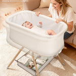 3 in 1 Baby Bassinet, Rocking Bedside Bassinet for Baby with Mesh Design & Soft Mattress, Bassinet Bedside Sleeper for Newborn Infant，Portable Nest with Storage Basket, Easy Assemble & Folding Beige