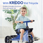 KRIDDO Kids Tricycles Age 24 Month to 4 Years, Toddler Kids Trike for 2.5 to 5 Year Old, Gift Toddler Tricycles for 2-4 Year Olds, Trikes for Toddlers, Sporty Styling, Blue