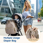 mommore Diaper Bag Backpack Small Diaper Backpack Travel Baby Bag Quilted Diaper Bag with Insulated Pockets, Stroller Straps