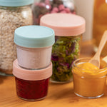 Yodecy 6 Pack Glass Food Storage Containers - 4 oz Food Storage Jars With Lids, 4 oz Mason Jars, Food Maker, Microwave, Dishwasher & Freezer Safe