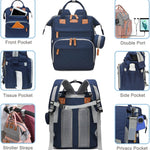 Diaper Bag Backpack Baby Bag for Mom Dad with Changing Pad, 19 Pockets, Large Waterproof Travel Baby Girl Boy Toddle Diaper Bag with Insulated Pocket, Baby Shower Gifts, Blue