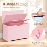 SUPER DEAL Storage Chest, 30 inches Chest Box Organizer with 2 Safety Hinges, Wooden Entryway Storage Bench, Pink