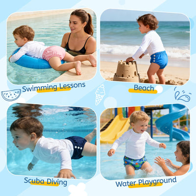 Durio 2PCS Reusable Swim Diapers - Baby Swim Diapers Adjustable Washable Newborn Infant Diaper Soft Water Diaper for Swimming Lessons with a Mesh Bag 2-3T