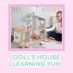 Jewelkeeper 2 Storey Dollhouse Wooden - Kids Pretend Play Dream House - Wooden Dollhouse for Girls - Large Wood Doll Houses Playset Gift for Girl Ages 3 and Up -15.7x19.6 inch