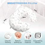 LAT Nursing Pillow for Breastfeeding,100% Cotton Removable Cover,Ergonomic Breast Feeding Pillows for Mom and Baby,Machine Washable(Giraffe & Elephant)
