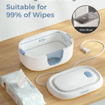 Momcozy Baby Wipe Warmer, Innovative Spring Design, Large Capacity Wipes Dispenser for 60-80pcs, Fast & Even Heating, 4 Modes of Temperature Heating Control, Diaper Wipe Warmer with Night Light, Blue
