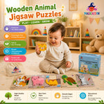 MAGICACORN Wooden Animal Puzzles for Toddlers – Montessori Educational Learning Toys for Preschoolers, Farm Animal Jigsaw Puzzle Set, Safe & Durable Gift for Boys & Girls, Christmas Birthday Present