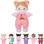 OUOZZZ Soft Baby Doll for Girls - My First Baby Doll Birthday Gifts for Girls Plush Rag Dolls Tulip Pink Dress Toy for Toddlers Kids Infants 10"