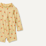 Amazon Essentials Unisex Babies' Long-Sleeve One-Piece Rashguard, Light Yellow Crabs, 18 Months