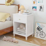 ALYIAMXL Kids Nightstand Modern Kids Bedside Table with One Drawer & Open Storage Shelf Wood End Side Table Toddler Nightstand for Bedroom Living Room (White)
