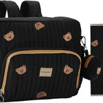 Diaper Bag Backpack, Medium Maternity baby bag & Changing Pad, Insulated Pockets, Stroller Straps & Pacifier Case (Medium - Beige Bears)