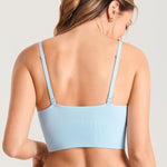 MOMANDA Ribbed Wireless Nursing Bras for Breastfeeding Longline Maternity Sleep Bra V Neck Comfort Light Glacier Medium