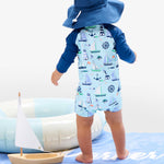 RUGGEDBUTTS Baby/Toddler Boy Swimsuit, One Piece Zipper Rash Guard Sunsuit with UPF 50+ Sun Protection - Blue Sweet Sails, 2T