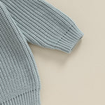Yoawdats Toddler Baby Girl Boy Long Sleeve Knit Sweater Cute Round Neck Pullover Fall Winter Warm Tops Clothes (Grey Green, 0-3 Months)