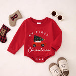 My First Christmas Outfits Romper Infant Baby Boy Girl Xmas Tree Onesie Bubble Sweatshirt Bodysuit Holidays Clothes