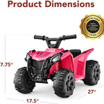 Best Choice Products 6V Kids Ride On Toy, 4-Wheeler Quad ATV Play Car w/ 1.8MPH Max Speed, Treaded Tires, Rubber Handles, Push-Button Accelerator - Hot Pink