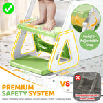 Orzbow Frog Potty Training Seat, Toddler Toilet Seat with Step Stool Ladder, 2-in-1 Potty Training Toilet Essentials for Boys Girls, Adjustable Height, Non-Slip Step and Splash Guard Design, Green