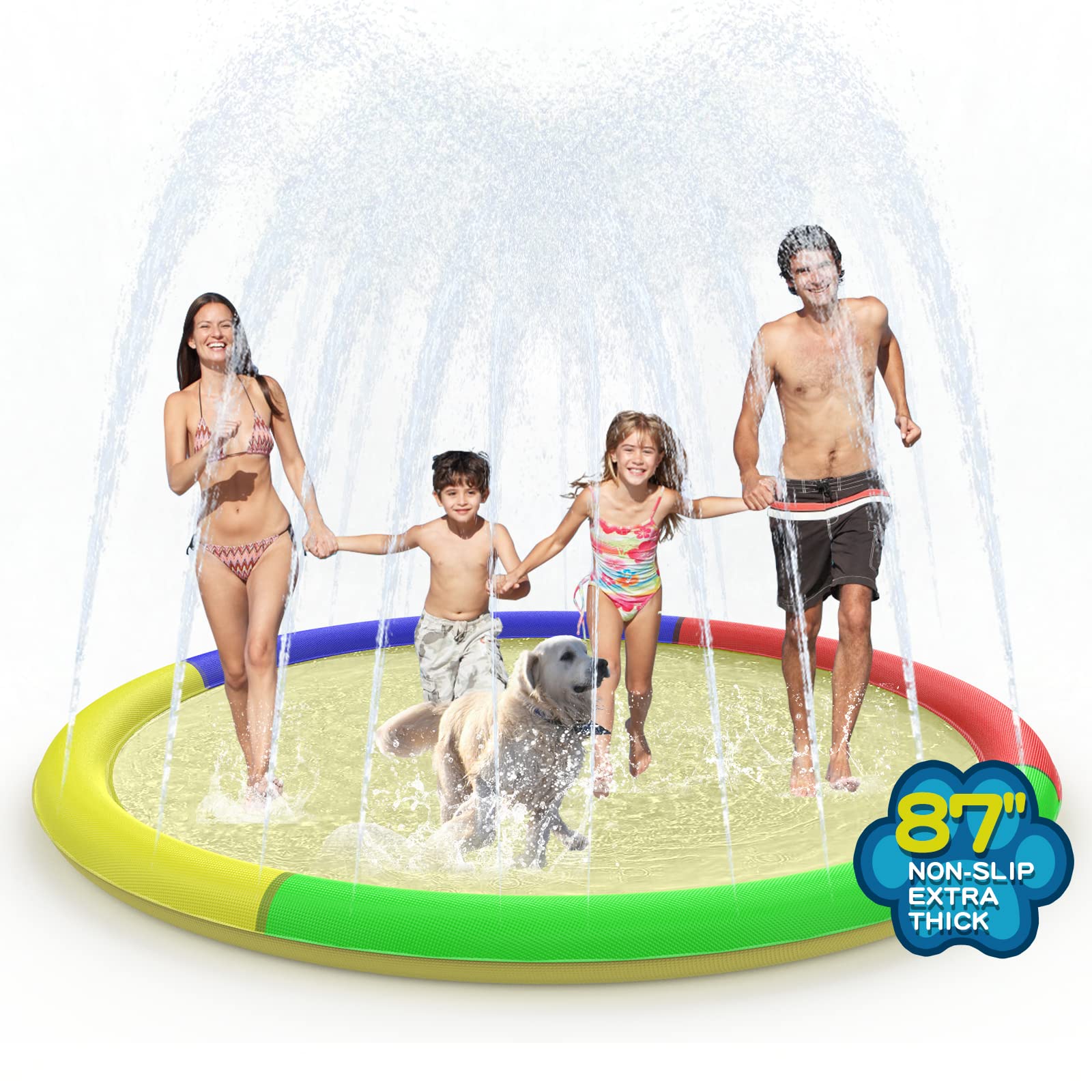 Growsland Splash Pad for Toddlers, Outdoor Sprinkler for Kids, 67" Summer Water Toys Inflatable Wading Baby Pool Fun Gifts for 3 4 5 6 7 8 9 Years Old Boy Girl Backyard Garden Lawn Outdoor Games